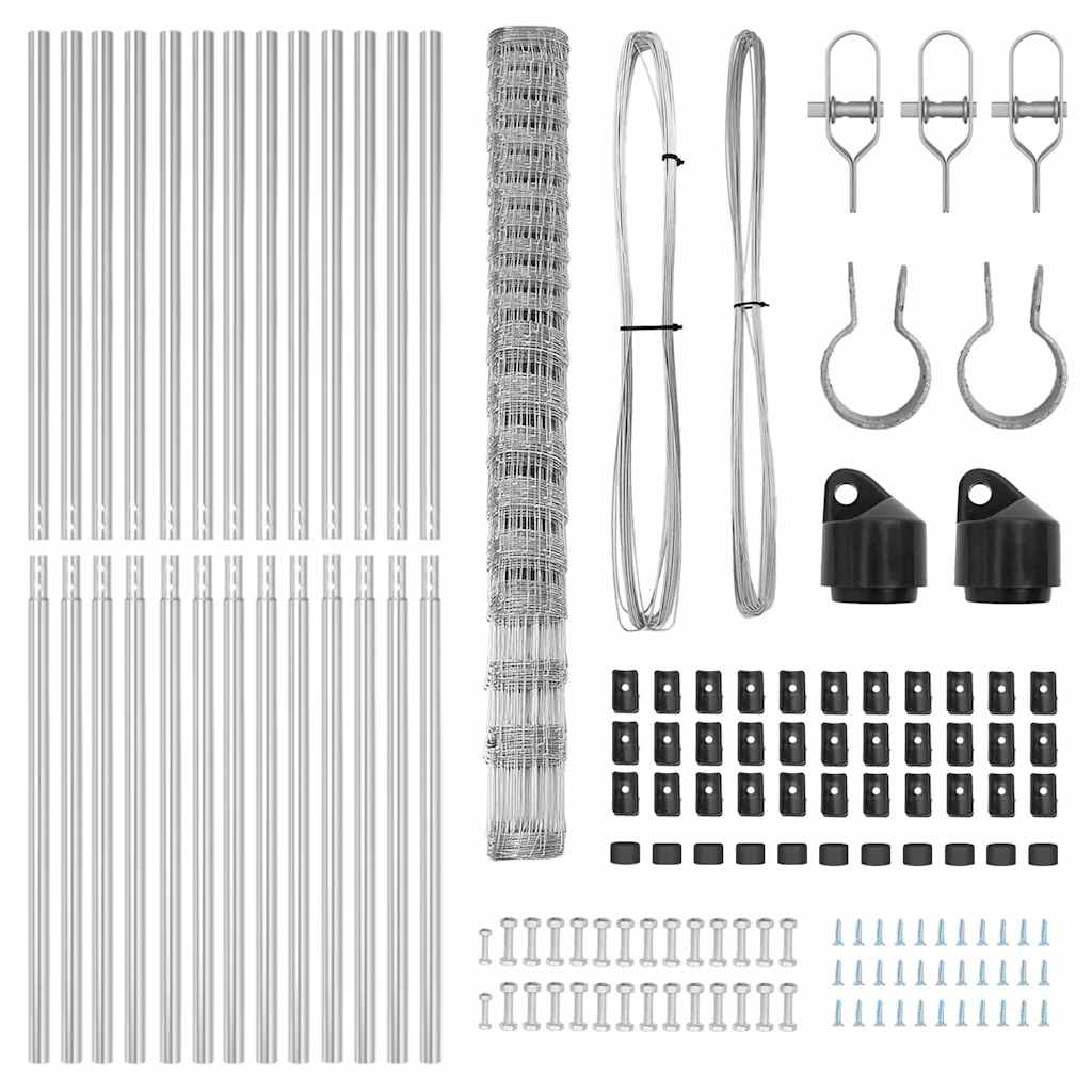 Wildzaun Silber 25 x 1,6 m Verzinkter Stahl